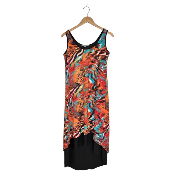 Kate & Mallory Orange & Black Tank Dress Multicolor Abstract Pattern Size XS - Picture 7 of 11